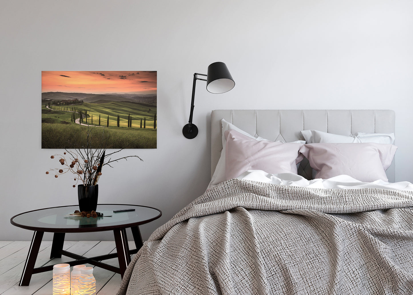 Leinwandbild Landschaft Toskana Grün Orange 90x60 DD120313 Keilrahmen Wandbild