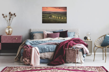 Leinwandbild Landschaft Toskana Grün Orange 90x60 DD120313 Keilrahmen Wandbild