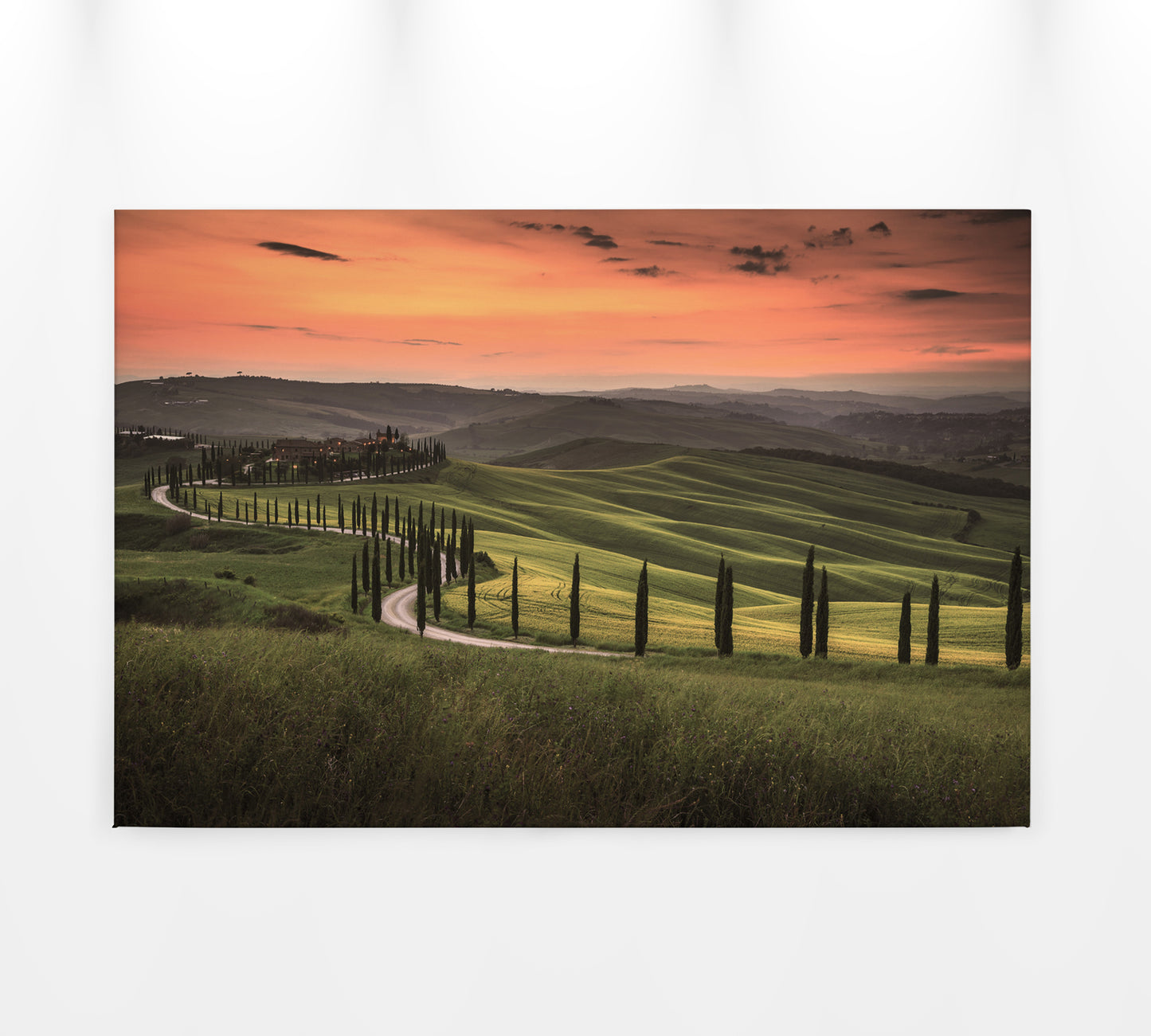 Leinwandbild Landschaft Toskana Grün Orange 90x60 DD120313 Keilrahmen Wandbild