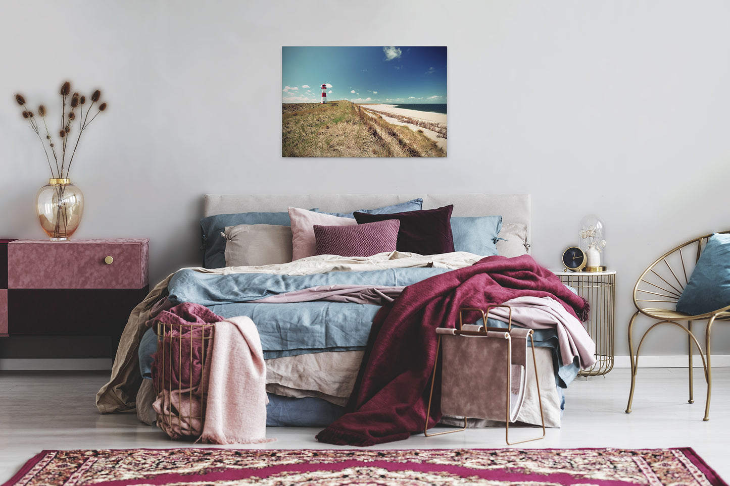 Leinwandbild Leuchtturm Blau Grün 90x60 DD120314 Keilrahmenbild Wandbild Natur