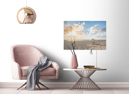 Leinwandbild Strandkorb Weiß Blau 90x60 DD120315 Keilrahmenbild Wandbild Natur