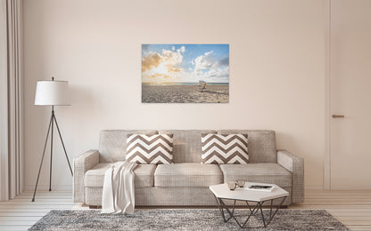 Leinwandbild Strandkorb Weiß Blau 90x60 DD120315 Keilrahmenbild Wandbild Natur