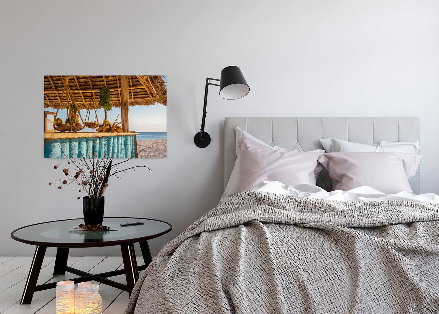 Leinwandbild Strand Bar Blau Braun 90x60 DD120316 Keilrahmenbild Wandbild Natur