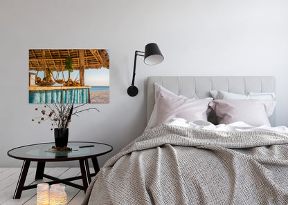 Leinwandbild Strand Bar Blau Braun 90x60 DD120316 Keilrahmenbild Wandbild Natur