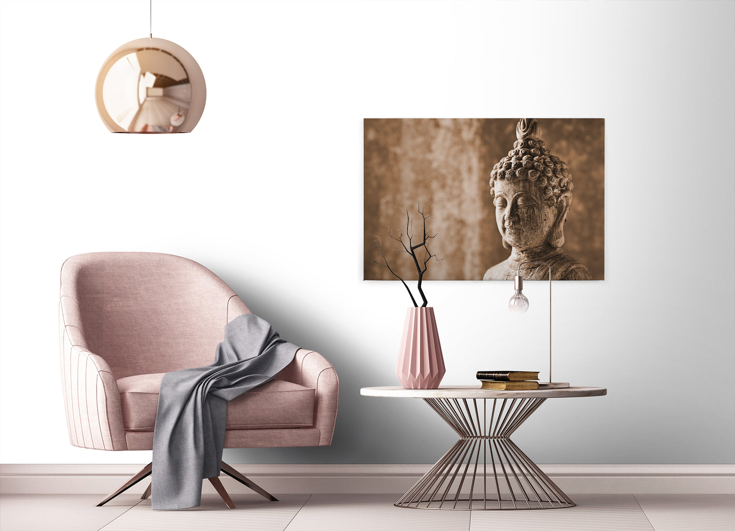 Leinwandbild Buddhakopf Beige Braun 90x60 DD120319 Keilrahmenbild Wandbild