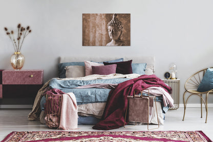 Leinwandbild Buddhakopf Beige Braun 90x60 DD120319 Keilrahmenbild Wandbild