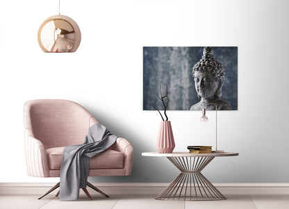 Leinwandbild Buddhakopf Blau Grau 90x60 DD120320 Keilrahmenbild Wandbild