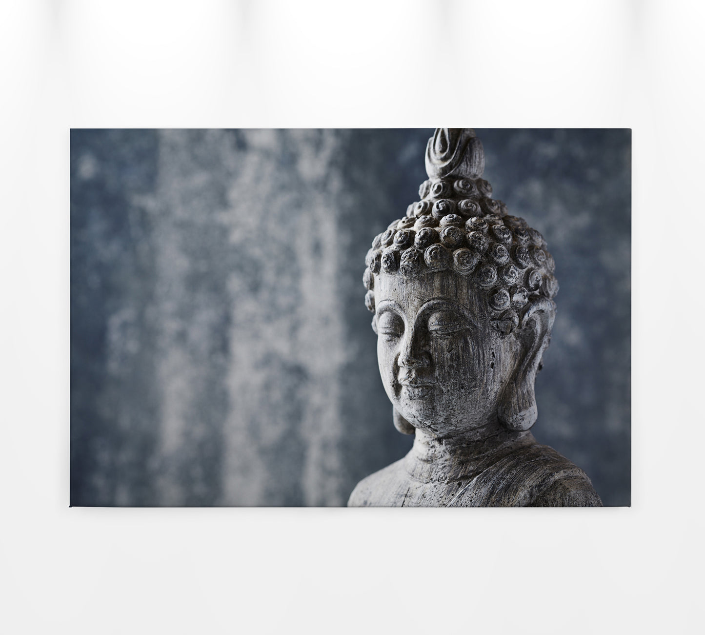 Leinwandbild Buddhakopf Blau Grau 90x60 DD120320 Keilrahmenbild Wandbild