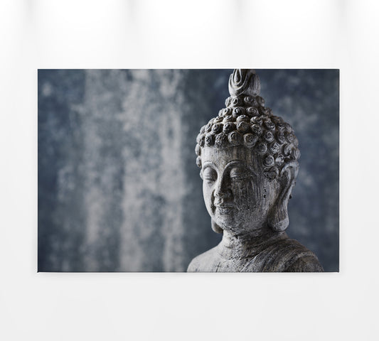 Leinwandbild Buddhakopf Blau Grau 90x60 DD120320 Keilrahmenbild Wandbild
