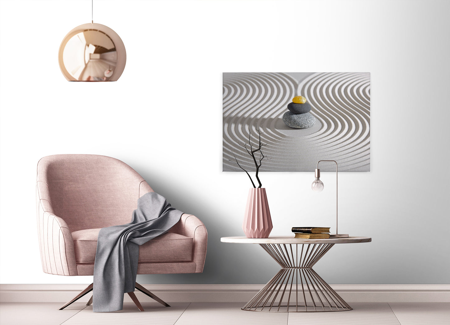 Leinwandbild Steine Sand Grau Gelb 90x60 DD120321 Keilrahmen Wandbild Leinwand