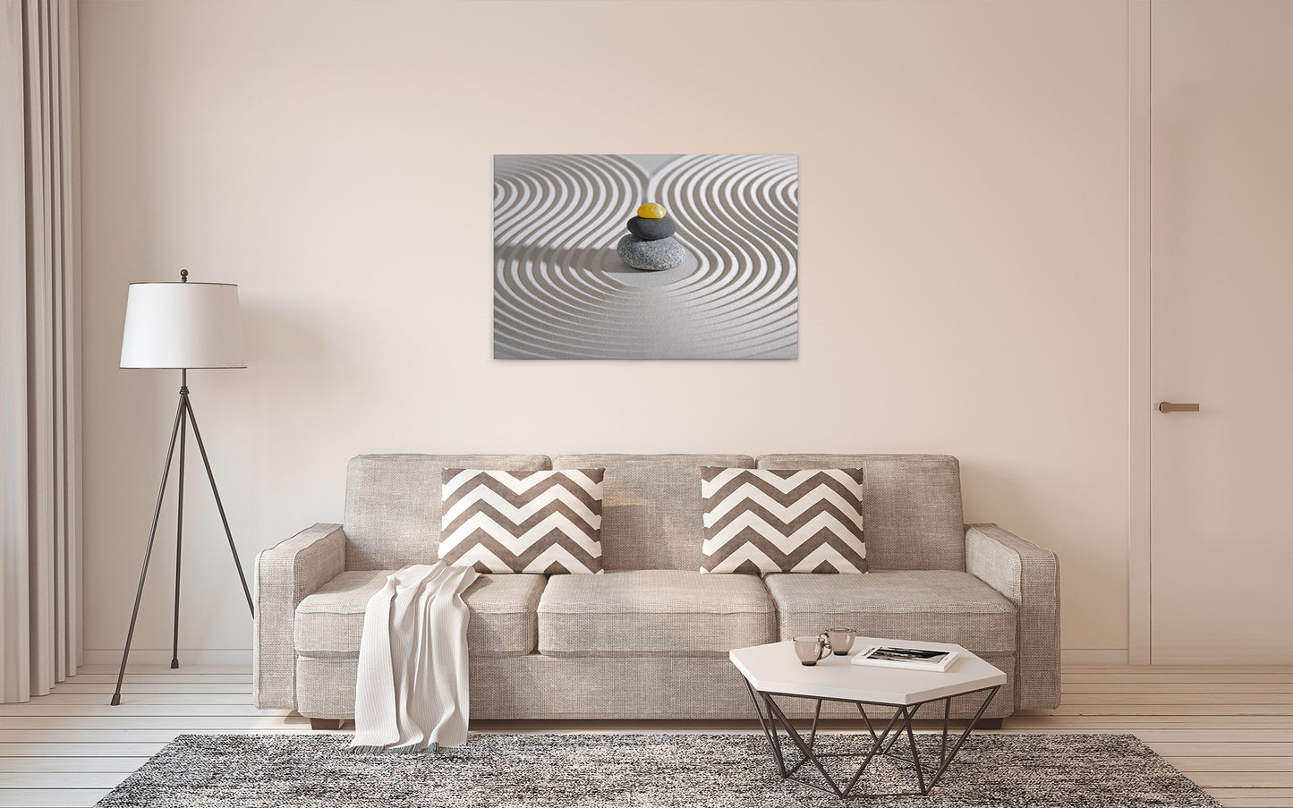 Leinwandbild Steine Sand Grau Gelb 90x60 DD120321 Keilrahmen Wandbild Leinwand