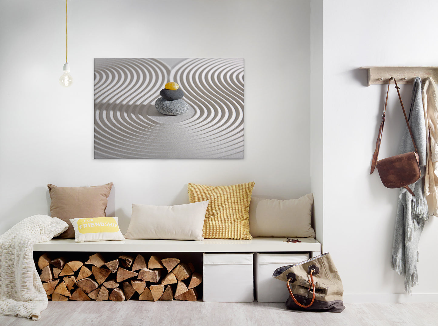 Leinwandbild Steine Sand Grau Gelb 90x60 DD120321 Keilrahmen Wandbild Leinwand