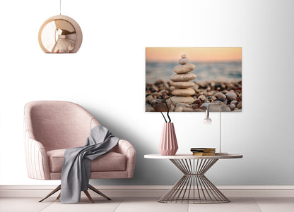 Steinturm Leinwandbild Beige Braun 90x60 DD120323 Keilrahmen Wandbild Leinwand