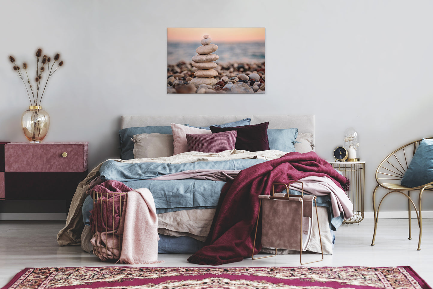 Steinturm Leinwandbild Beige Braun 90x60 DD120323 Keilrahmen Wandbild Leinwand