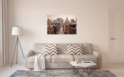New York Leinwandbild Braun Grau 90x60 DD120325 Wandbild Leinwand Großstadt
