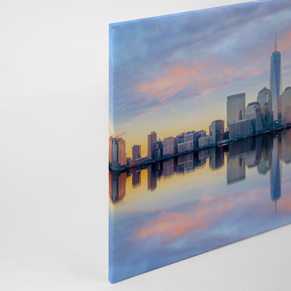 New York Skyline Leinwandbild Blau Grau 90x60 DD120326 Wandbild Leinwand Amerika
