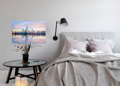 New York Skyline Leinwandbild Blau Grau 90x60 DD120326 Wandbild Leinwand Amerika