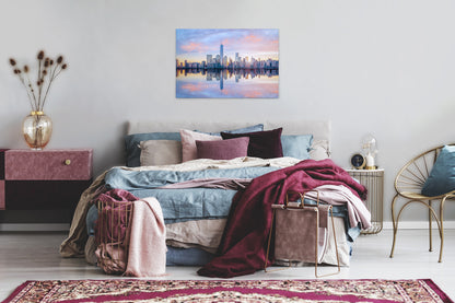New York Skyline Leinwandbild Blau Grau 90x60 DD120326 Wandbild Leinwand Amerika