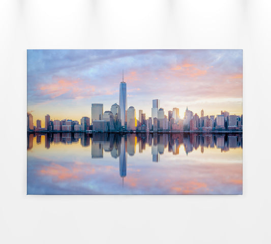 New York Skyline Leinwandbild Blau Grau 90x60 DD120326 Wandbild Leinwand Amerika