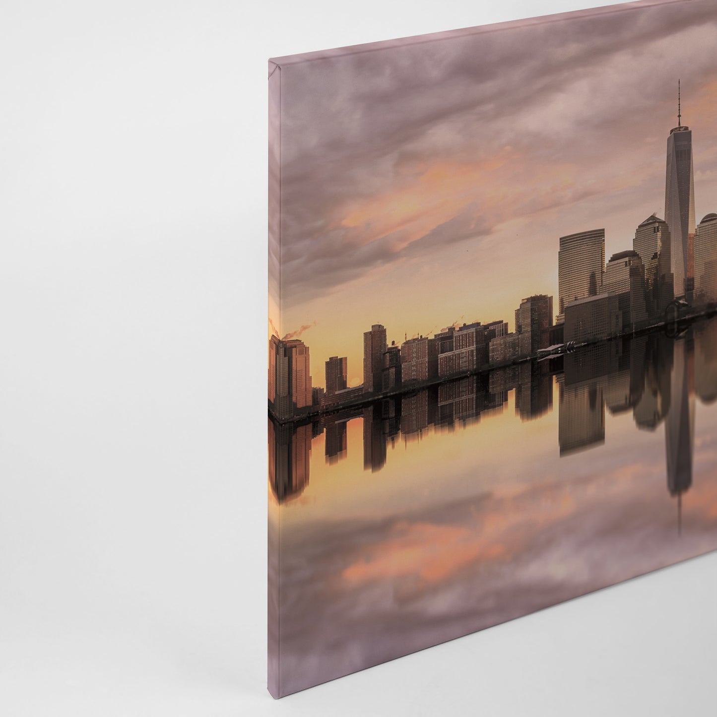 New York Skyline Leinwandbild Grau Orange 90x60 DD120327 Wandbild Leinwand USA