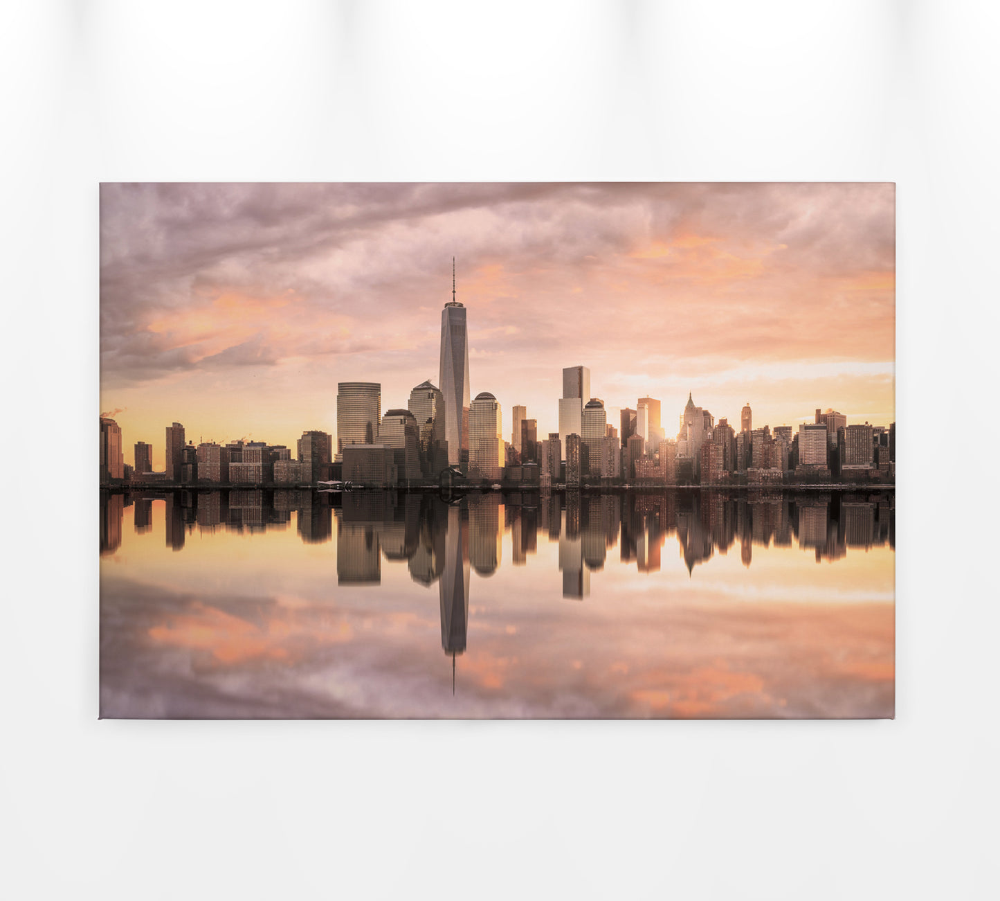 New York Skyline Leinwandbild Grau Orange 90x60 DD120327 Wandbild Leinwand USA
