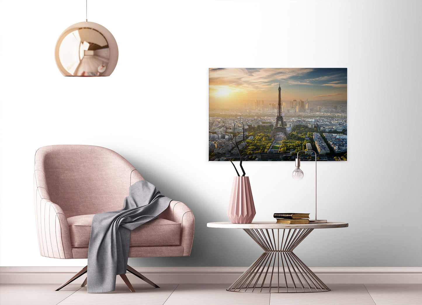 Paris Leinwandbild Eifelturm 90x60 DD120329 Keilrahmen Wandbild Leinwand Grau