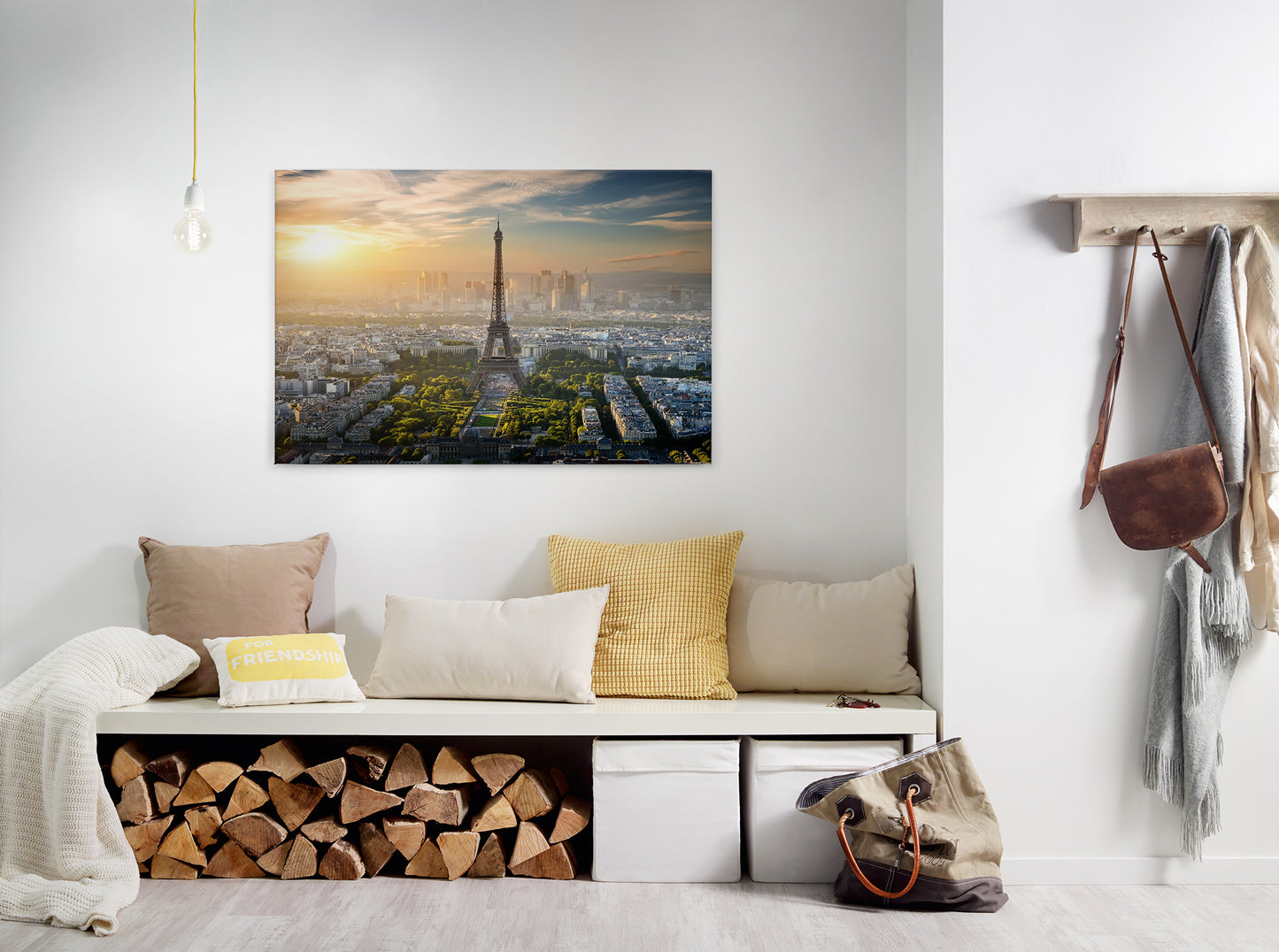 Paris Leinwandbild Eifelturm 90x60 DD120329 Keilrahmen Wandbild Leinwand Grau