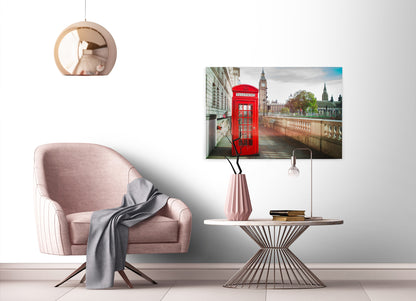 Londoner Telefonzelle Leinwandbild Rot Beige 90x60 DD120330 Wandbild Leinwand