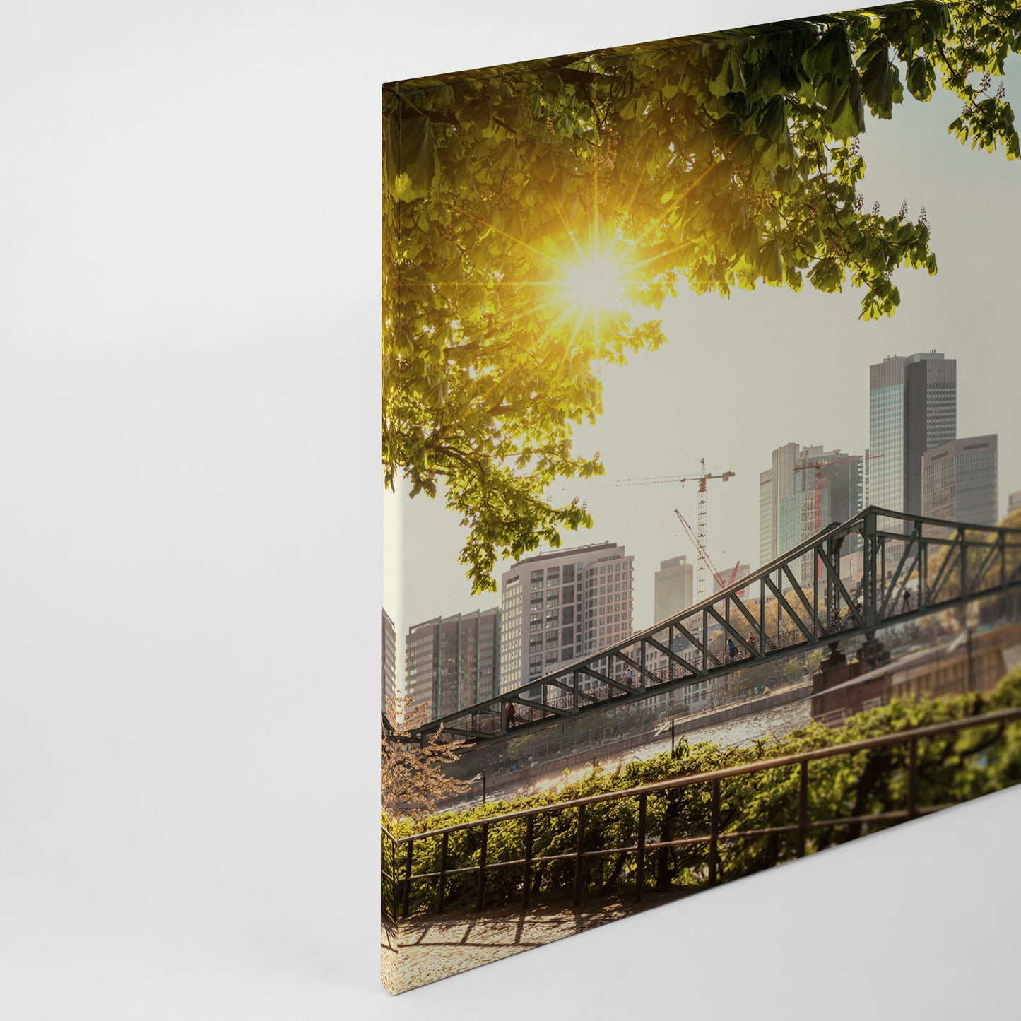 Frankfurt Leinwandbild Grau Grün 90x60 DD120332 Wandbild Leinwand Großstadt