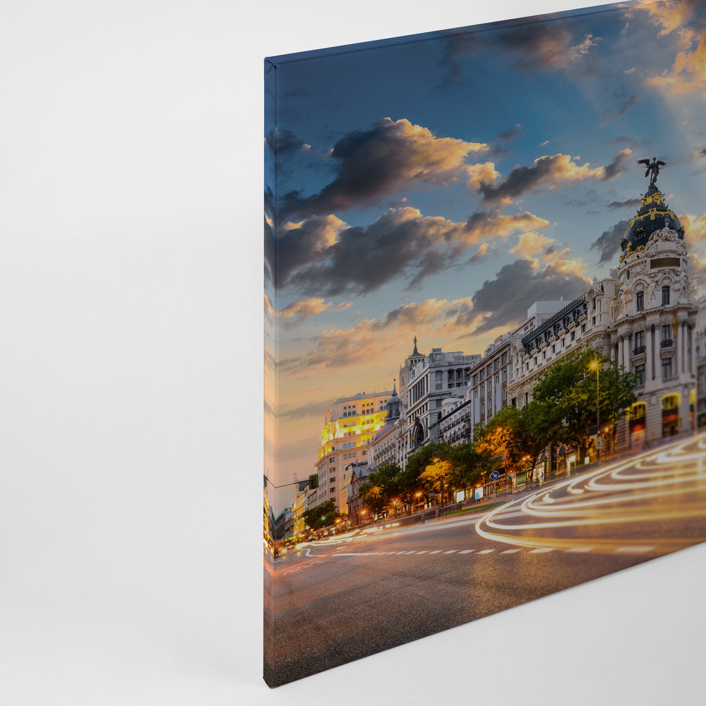 Leinwandbild Gran Via Madrid Grau Grün 90x60 DD120333 Keilrahmen Wandbild