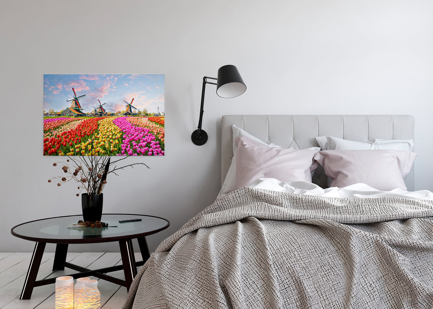 Leinwandbild Tulpenwiese Bunt 90x60 DD120334 Keilrahmenbild Wandbild Floral