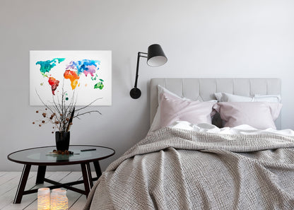 Weltkarte Leinwandbild Bunt 90x60 DD120336 Wandbild Leinwand Modern Jugendzimmer