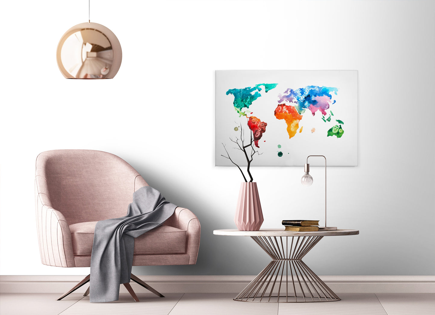 Weltkarte Leinwandbild Bunt 90x60 DD120336 Wandbild Leinwand Modern Jugendzimmer