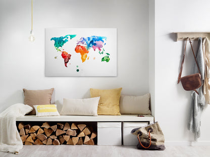 Weltkarte Leinwandbild Bunt 90x60 DD120336 Wandbild Leinwand Modern Jugendzimmer