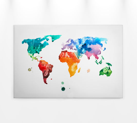 Weltkarte Leinwandbild Bunt 90x60 DD120336 Wandbild Leinwand Modern Jugendzimmer