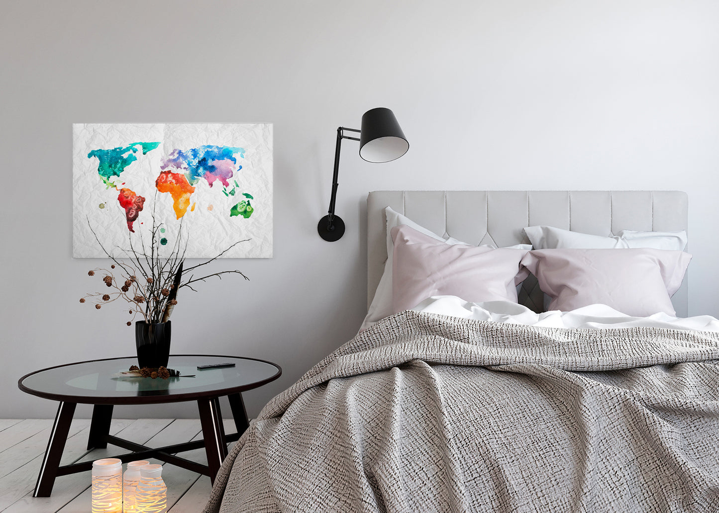 Leinwandbild Weltkarte Bunt 90x60 DD120337 Wandbild Vintage Leinwand Canvas