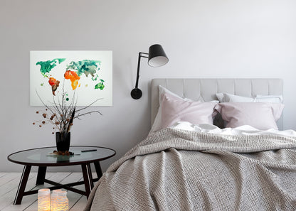 Weltkarte Leinwandbild Bunt 90x60 DD120338 Wandbild Leinwand Modern Canvas
