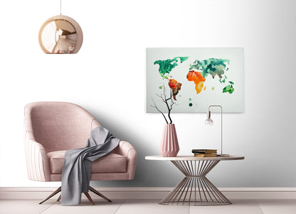 Weltkarte Leinwandbild Bunt 90x60 DD120338 Wandbild Leinwand Modern Canvas