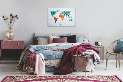 Weltkarte Leinwandbild Bunt 90x60 DD120338 Wandbild Leinwand Modern Canvas