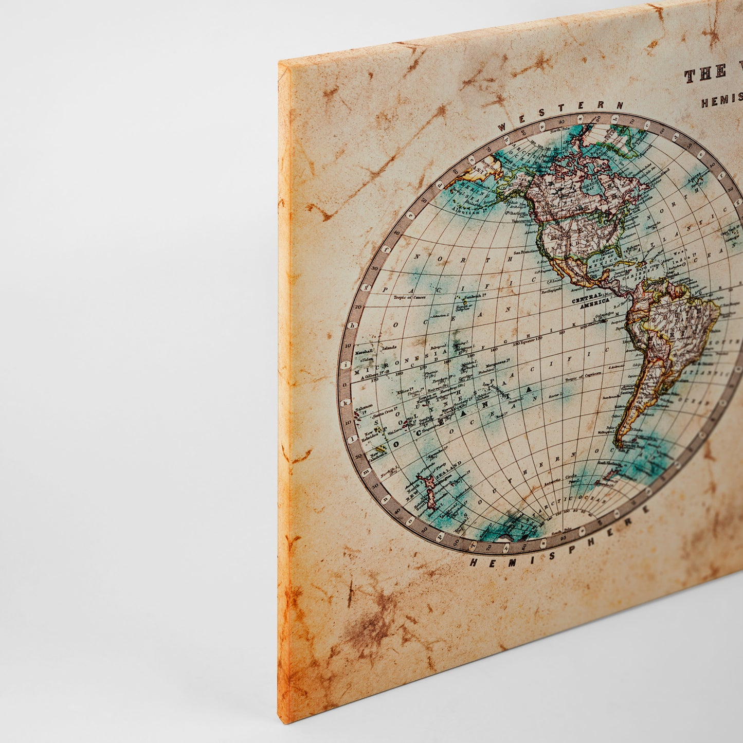 Leinwandbild Antike Weltkarte Beige 90x60 DD120339 Wandbild Leinwand Wohnzimmer