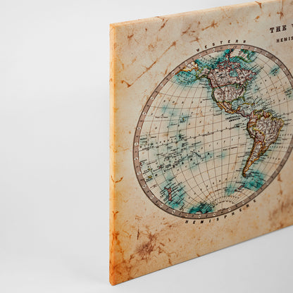 Leinwandbild Antike Weltkarte Beige 90x60 DD120339 Wandbild Leinwand Wohnzimmer