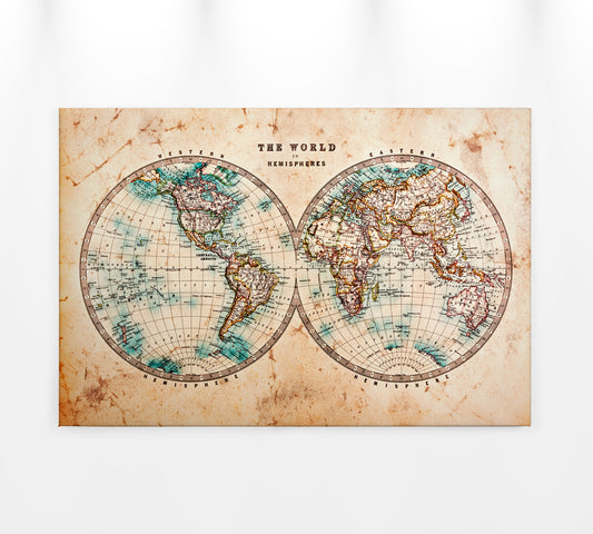 Leinwandbild Antike Weltkarte Beige 90x60 DD120339 Wandbild Leinwand Wohnzimmer