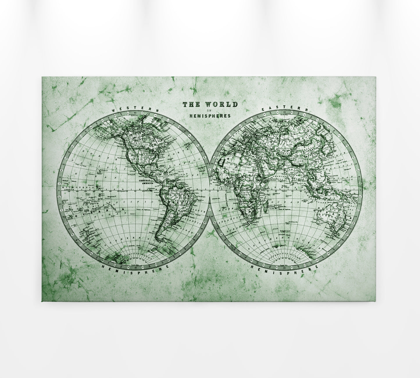 Weltkarte Leinwandbild Antik Grün 90x60 DD120340 Wandbild Leinwand Wohnzimmer