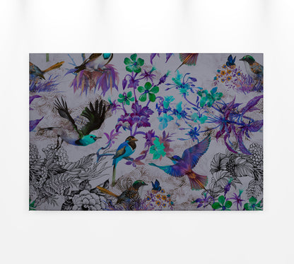 Leinwandbild Vögel Lila Blau Grau 90x60 DD120344 Keilrahmen Wandbild Leinwand