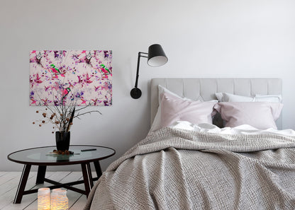 Vögel Leinwandbild Rosa Blau 90x60 DD120350 Keilrahmenbild Wandbild Leinwand