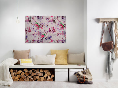 Vögel Leinwandbild Rosa Blau 90x60 DD120350 Keilrahmenbild Wandbild Leinwand