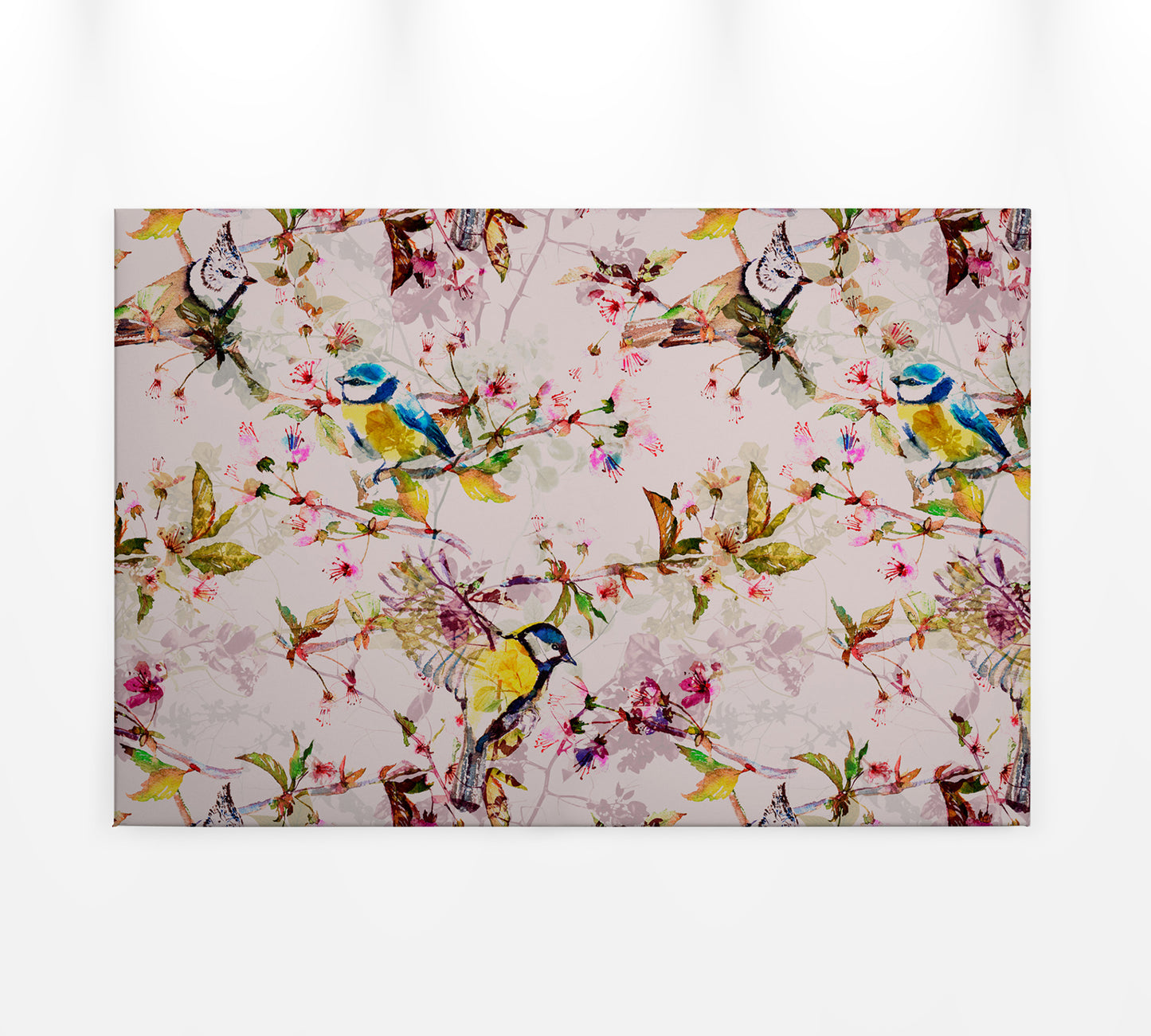 Leinwandbild Vögel Rosa Gelb Grün 90x60 DD120351 Keilrahmen Wandbild Leinwand