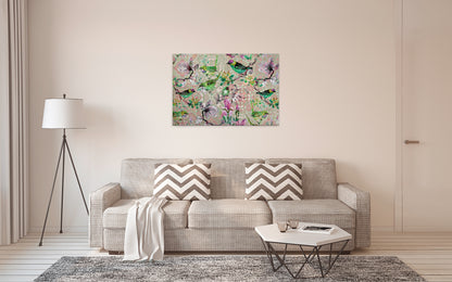 Leinwandbild Vögel Mosaik Rosa Grün 90x60 DD120353 Keilrahmen Wandbild Leinwand