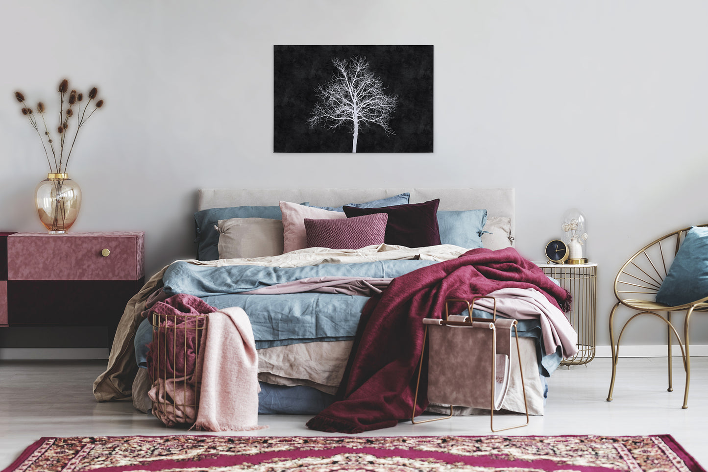 Baum Leinwandbild Schwarz Weiß 90x60 DD120358 Keilrahmenbild Wandbild Leinwand