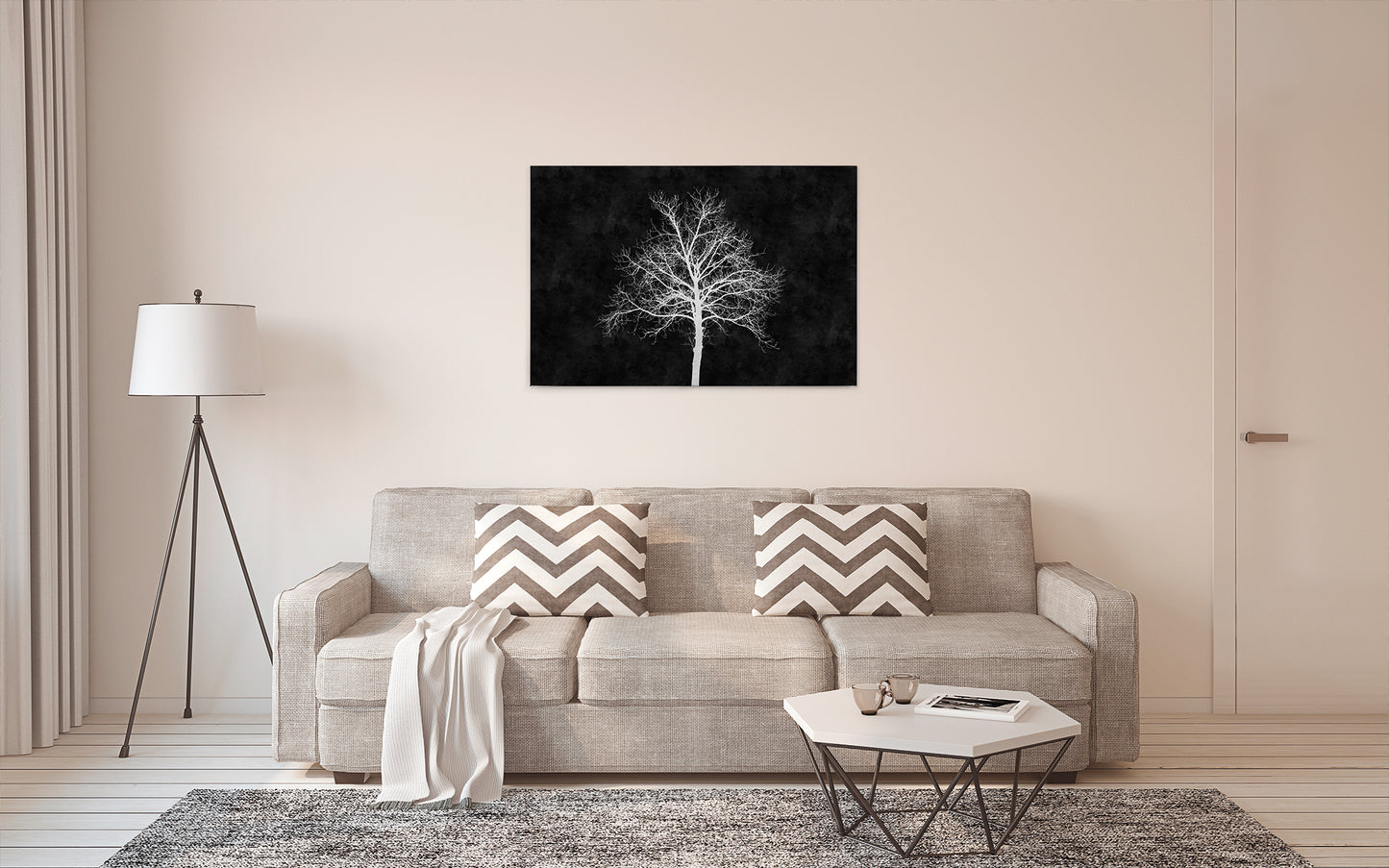 Baum Leinwandbild Schwarz Weiß 90x60 DD120358 Keilrahmenbild Wandbild Leinwand